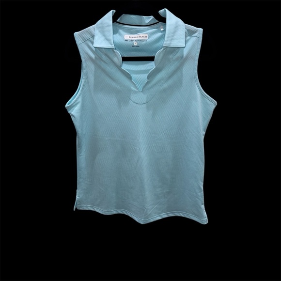 Pebble Beach Tops - Pebble Beach Dry-Luxe Women's Aqua Sleeveless Top for Golf or Pickleball